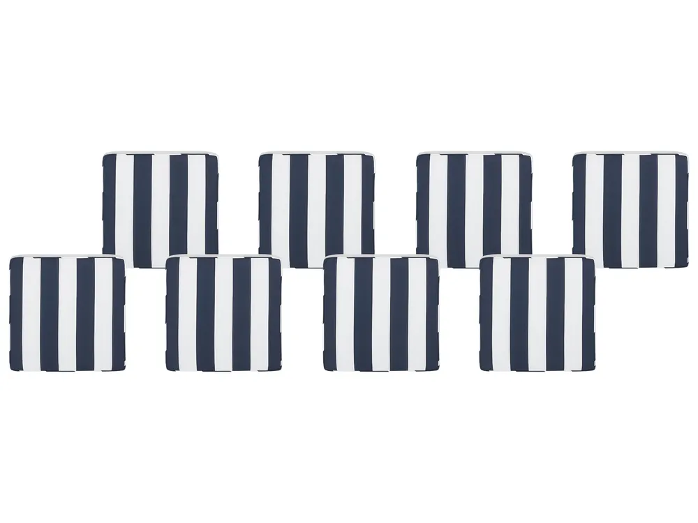 Set of 8 Garden Chair Cushions SASSARI 46 x 46 cm Navy Blue
