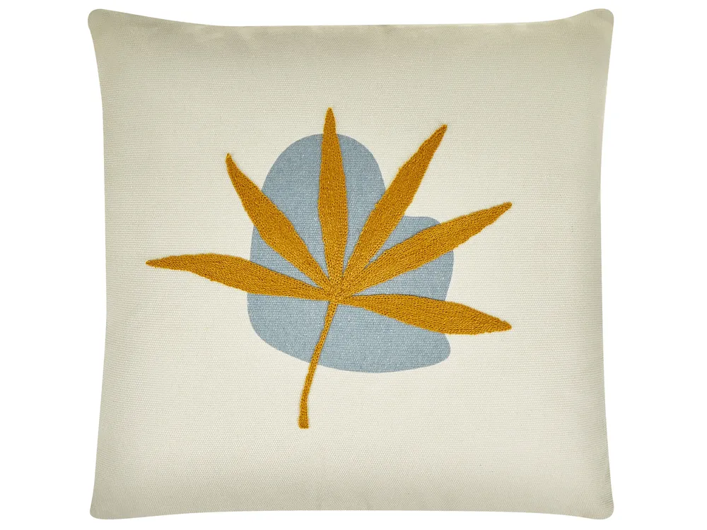 Set of 2 Decorative Cushions DAVALLIA 45 x 45 cm Beige Plant Pattern_810803
