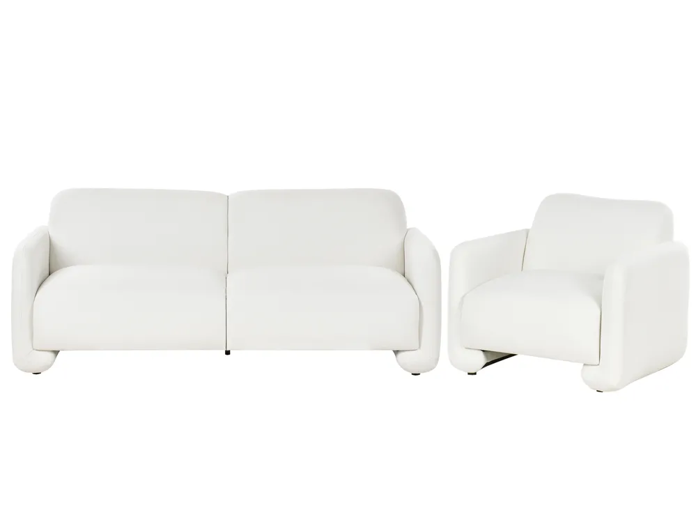 Living Room Set 4 Seater SALAND Fabric White