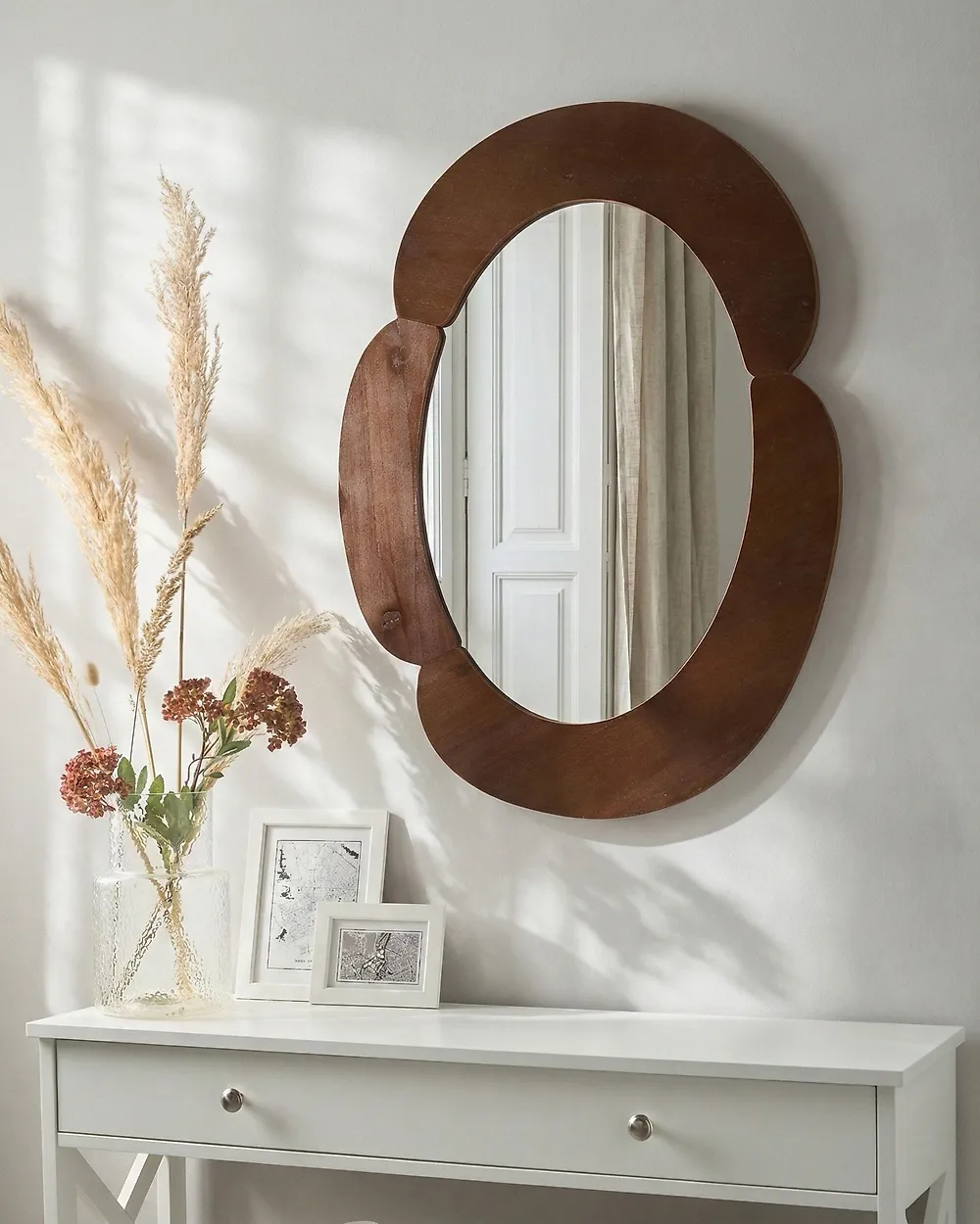 Väggspegel ALVENA 60 cm 80 cm Mörkbrun_1174584