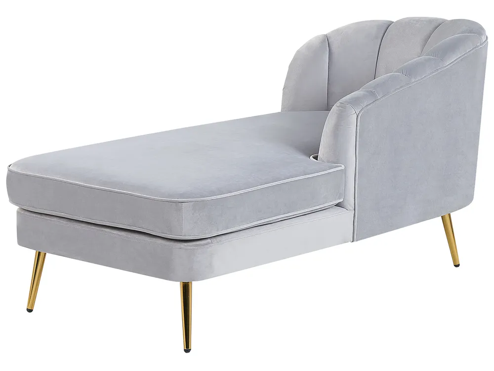 Left-Hand Chaise Longue ALLIER Velvet Light Grey_795621