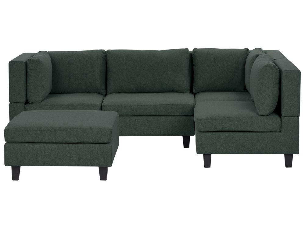 Modulær hjørnesofa 4-seters UNSTAD med fotskammel Mørkegrønn Venstrevendt