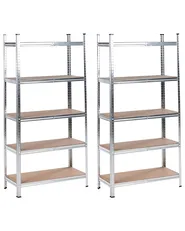 Set med 2 garagehyllor XITTA 75 cm 150 cm Metall Silver_978830
