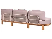 Hagesofa med bord 5-seters ARZELLO Akasietre Lysebrun_1160353