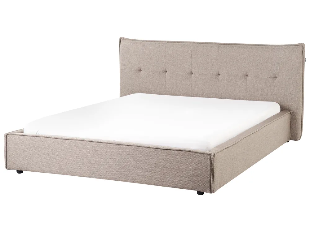 Bed Faux Linen LESTRE 160 x 200 cm (EU King Size) Taupe