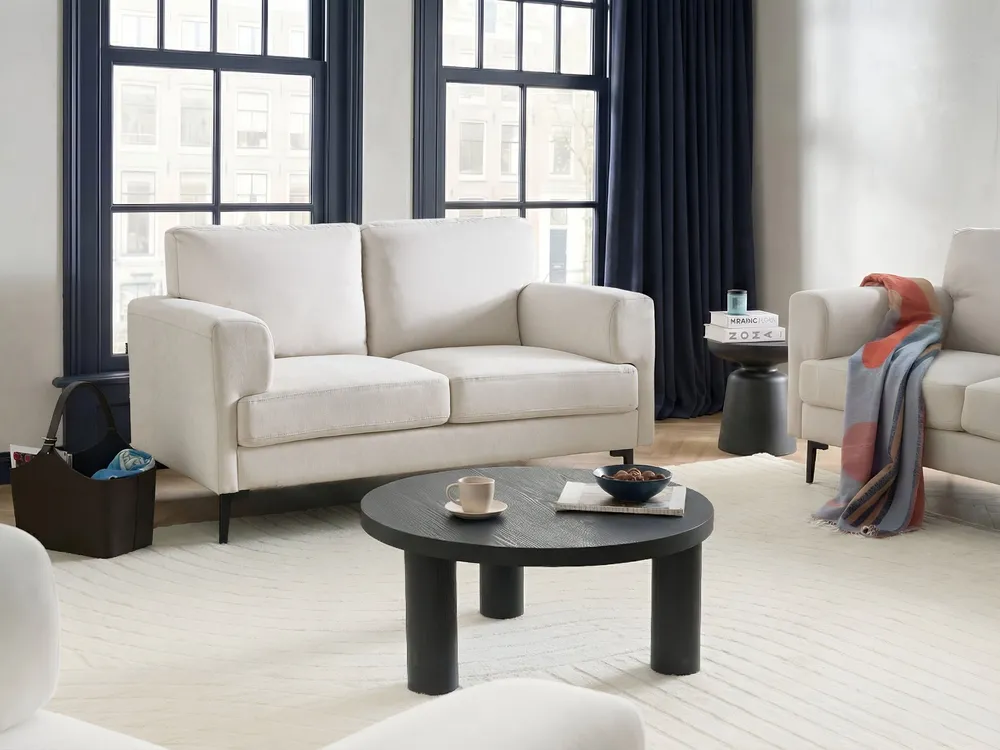 Living Room Set 6 Seater LOUSTO Fabric Light Beige_1046221