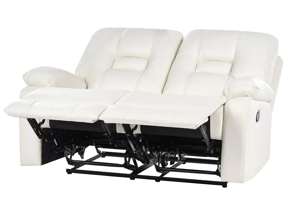 Manual Recliner Sofa 2 Seater BERGEN Faux Leather White_1066405