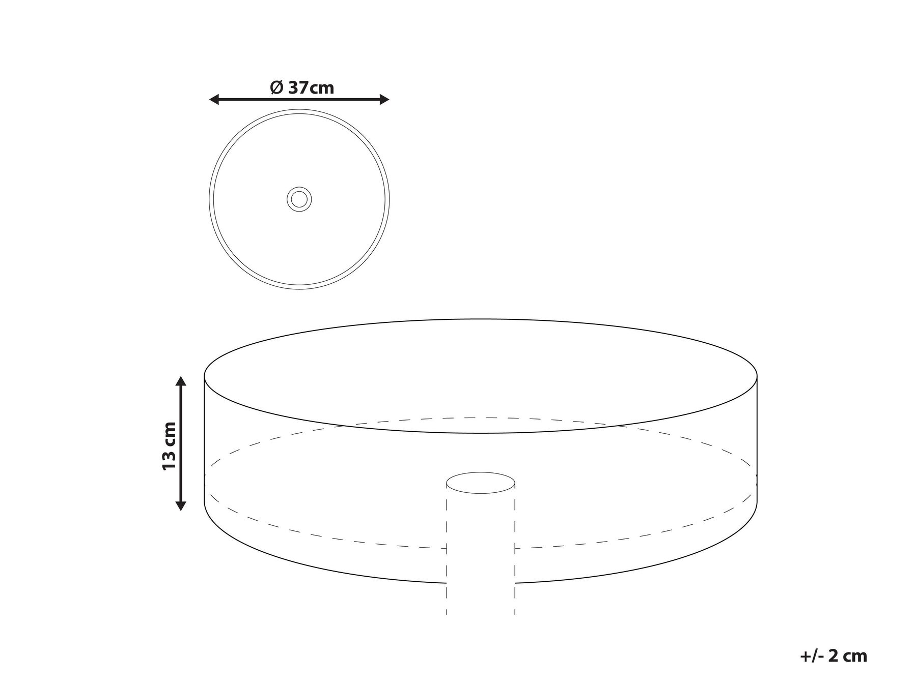 Countertop Basin GELDO ⌀ 370 mm Ceramic White_922391