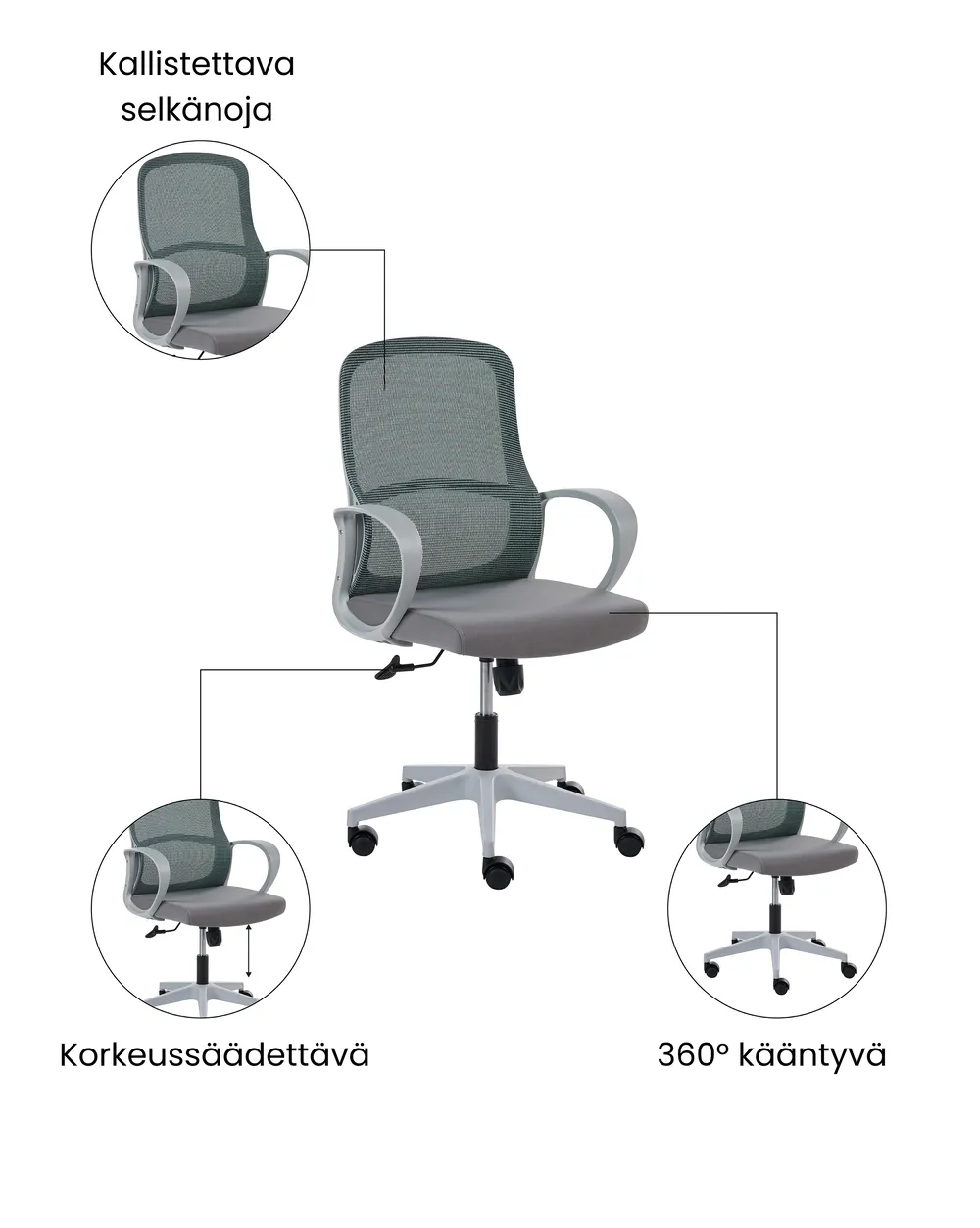Toimistotuoli SENTA Harmaa_1071001
