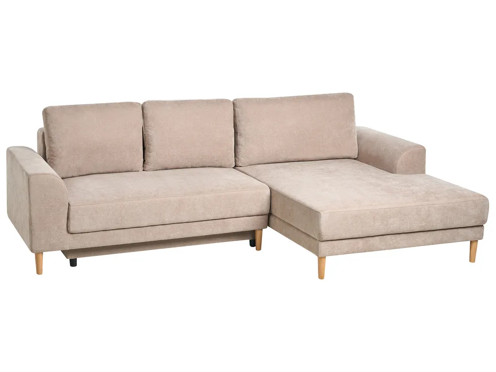 Hörnbäddsoffa 3-sits NUBORG Chenille Ljusbrun Vänstervänd_1017630