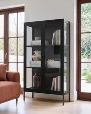 Glass Display Cabinet NASH 90 cm Metal Black_1108268