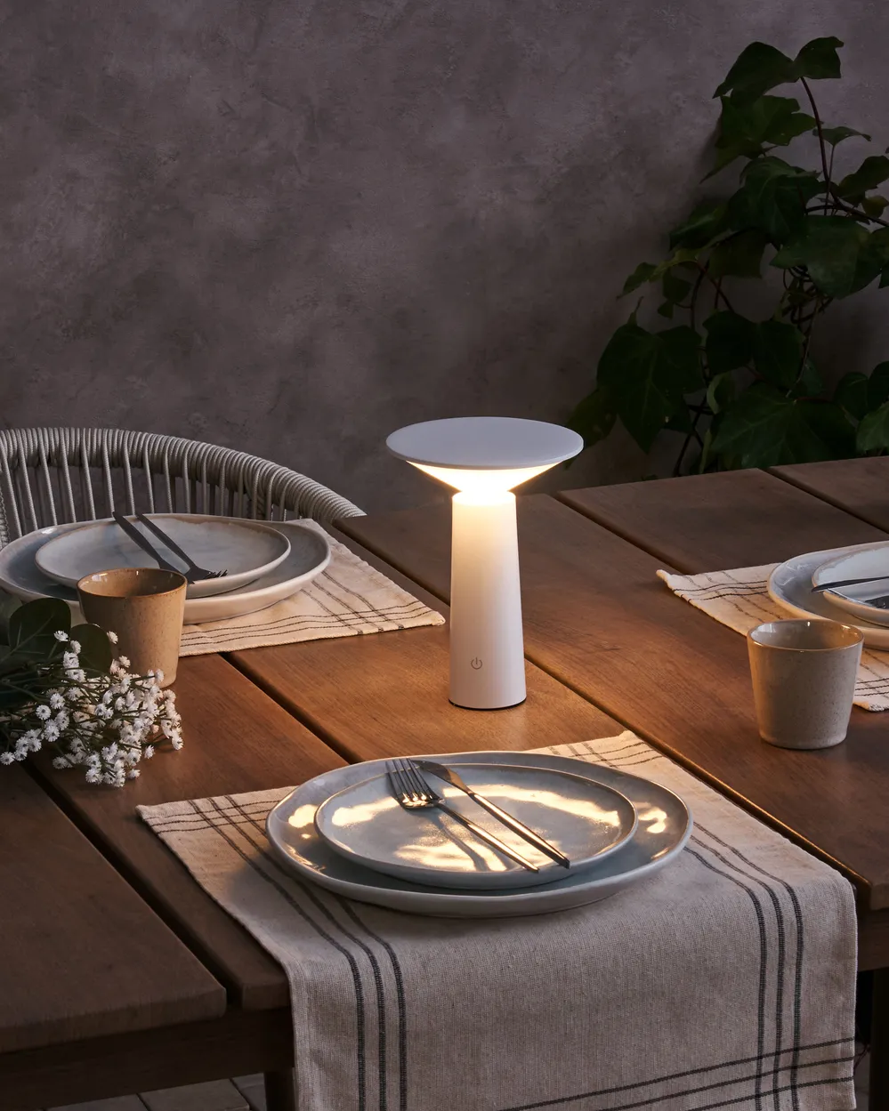 Wireless LED Table Lamp LEVIRA with Dimmer Metal White