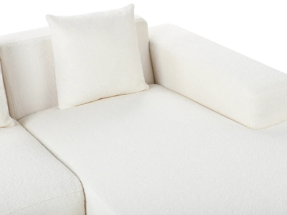 Corner Sofa 4 Seater LUNGO Boucle White Left Hand_962396