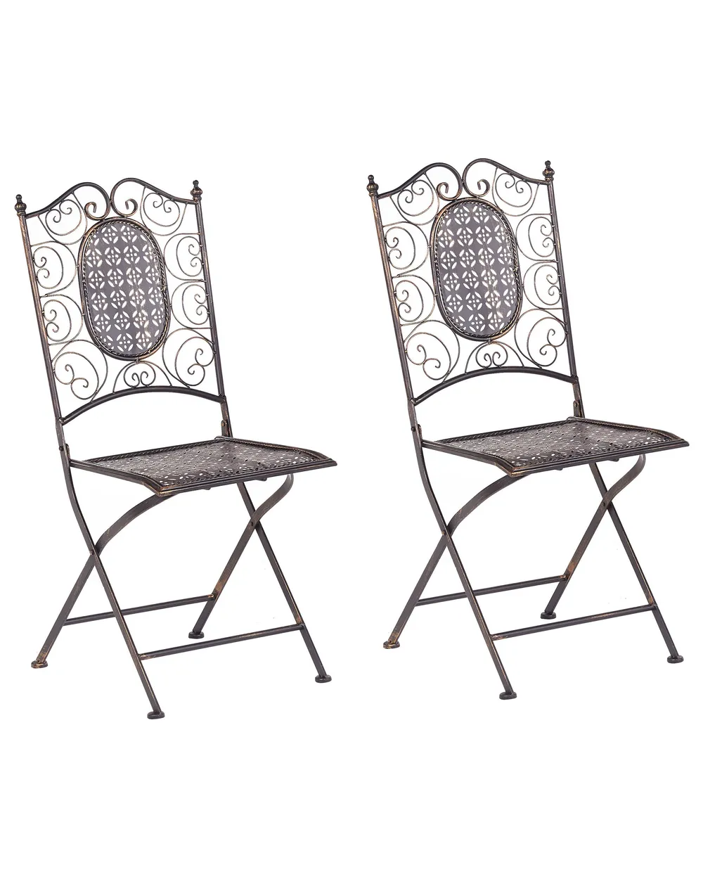 Set of 2 Garden Chairs BORMIO Folding Metal Black