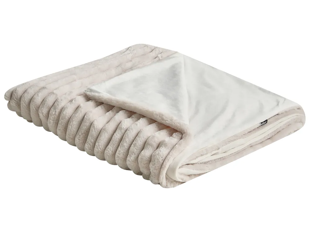 Bedspread RAKYA Faux Fur 150 x 200 cm Light Beige