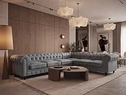 Hörnsoffa CHESTERFIELD Grå Vänstervänd_1151259