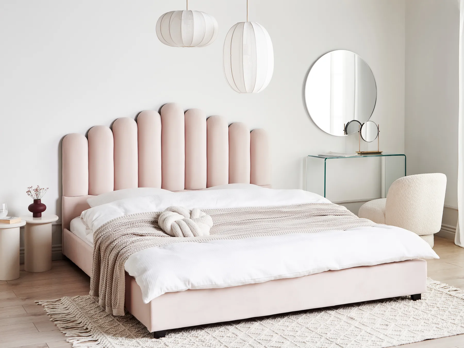 Bed Velvet VINCENNES 180 x 200 cm (EU Super King) Pastel Pink_974495