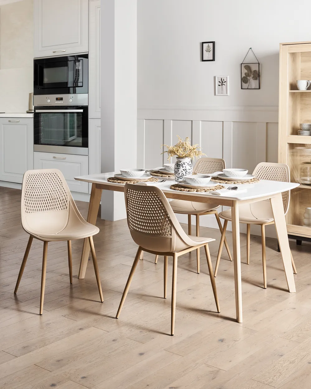 Set of 4 Dining Chairs HAZELTON Beige