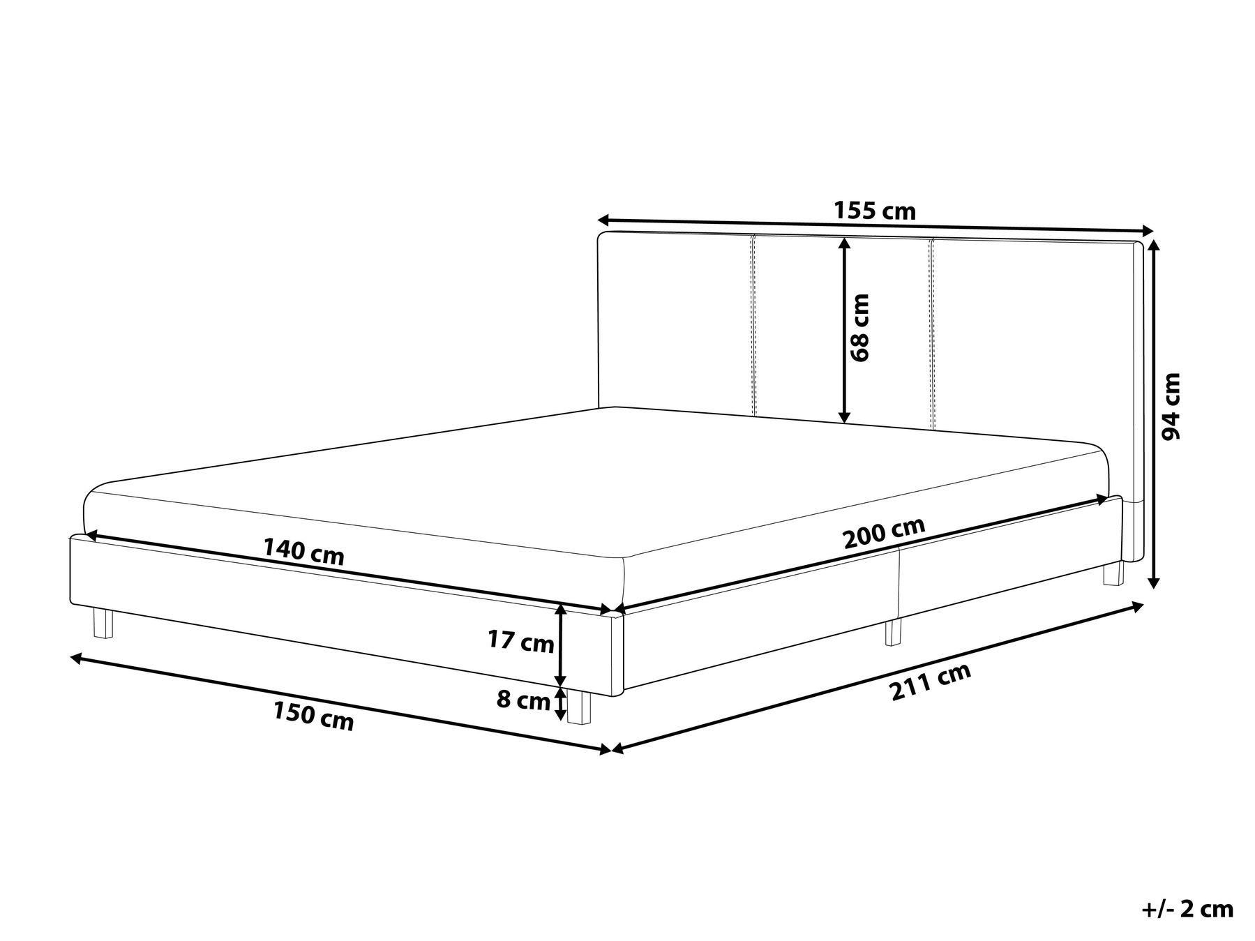 Waterbed Boucle ALBI 140 x 200 cm (EU Double) Off-White_981914
