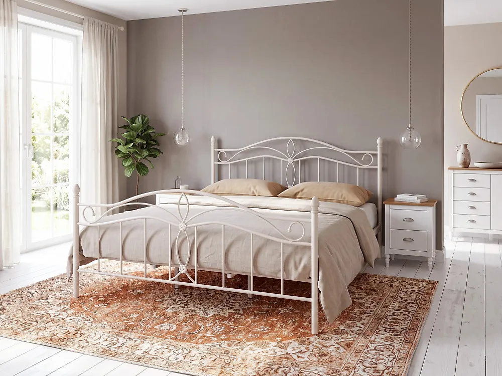 Sänky Metalli ANTLIA 180 x 200 cm Vaaleanbeige