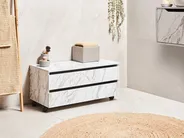 Bathroom Cabinet TERESINA with Wheels 80 cm White Marble_983978