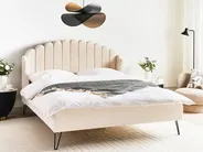 Bed Boucle AMBILLOU 160 x 200 cm (EU King Size) Beige_967543