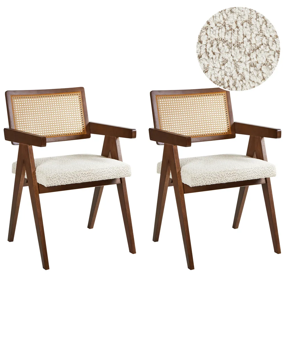 Set of 2 Dining Chairs AVA Wood Brown/ Light Beige