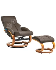 Massage Chair FORCE with Footstool Faux Leather Dark Brown_697917