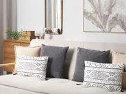 Set of 2 Decorative Cushions SCHEFFLERA 30 x 50 cm Velvet White Geometric Pattern_1079560