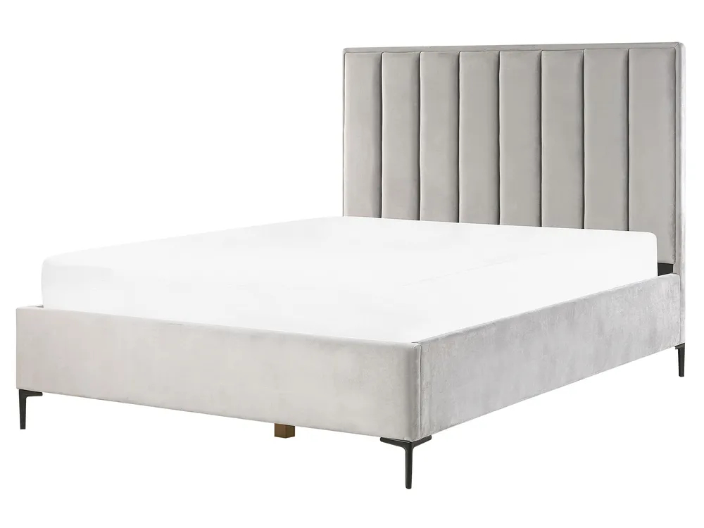 Bedroom Set SEZANNE Velvet Light Grey 160 x 200 cm (EU King Size)_795644