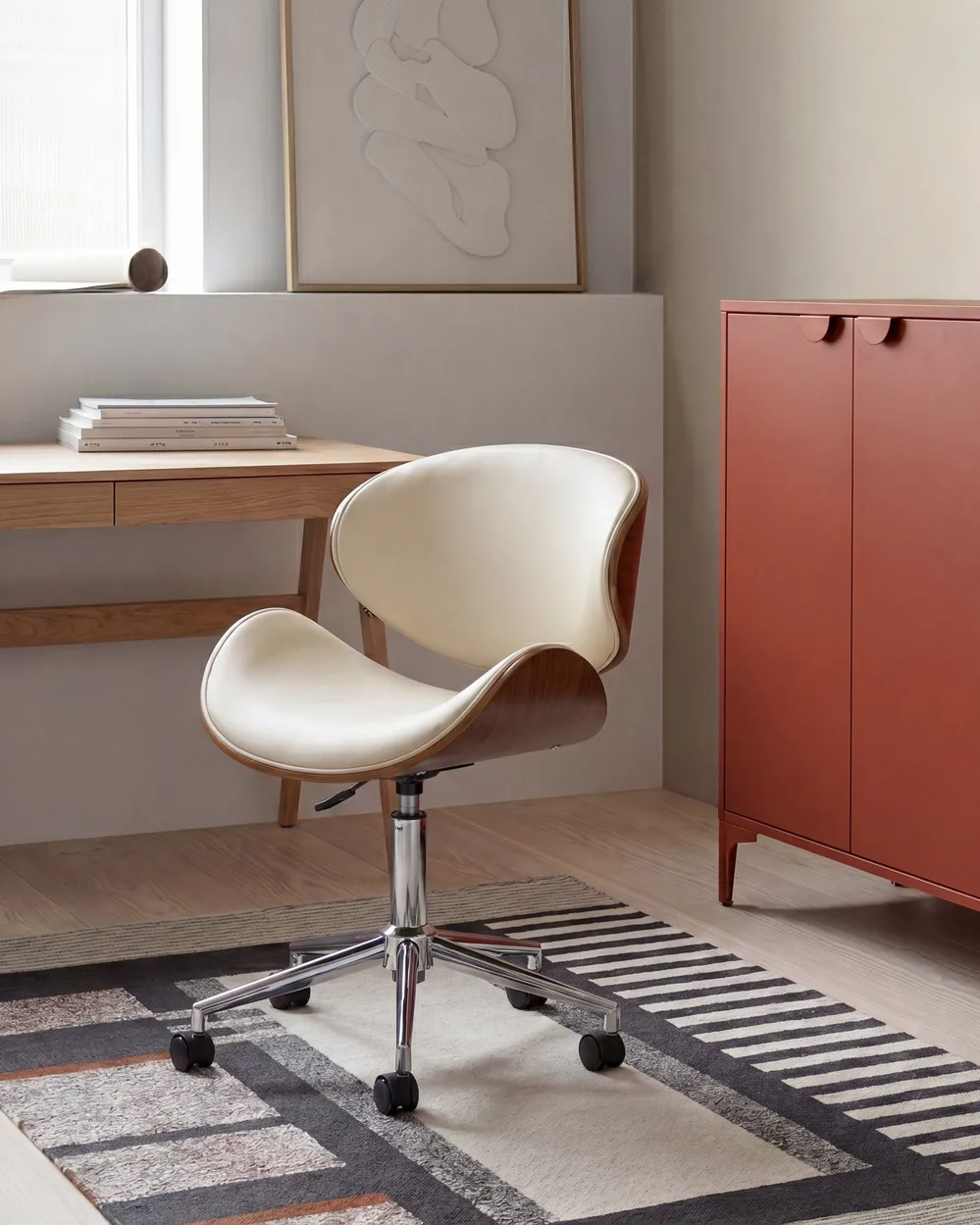 Desk Chair ROTTERDAM Faux Leather Light Beige