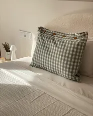 Throw Cushion TALYA 40 x 60 cm Mint Green Checked_973044