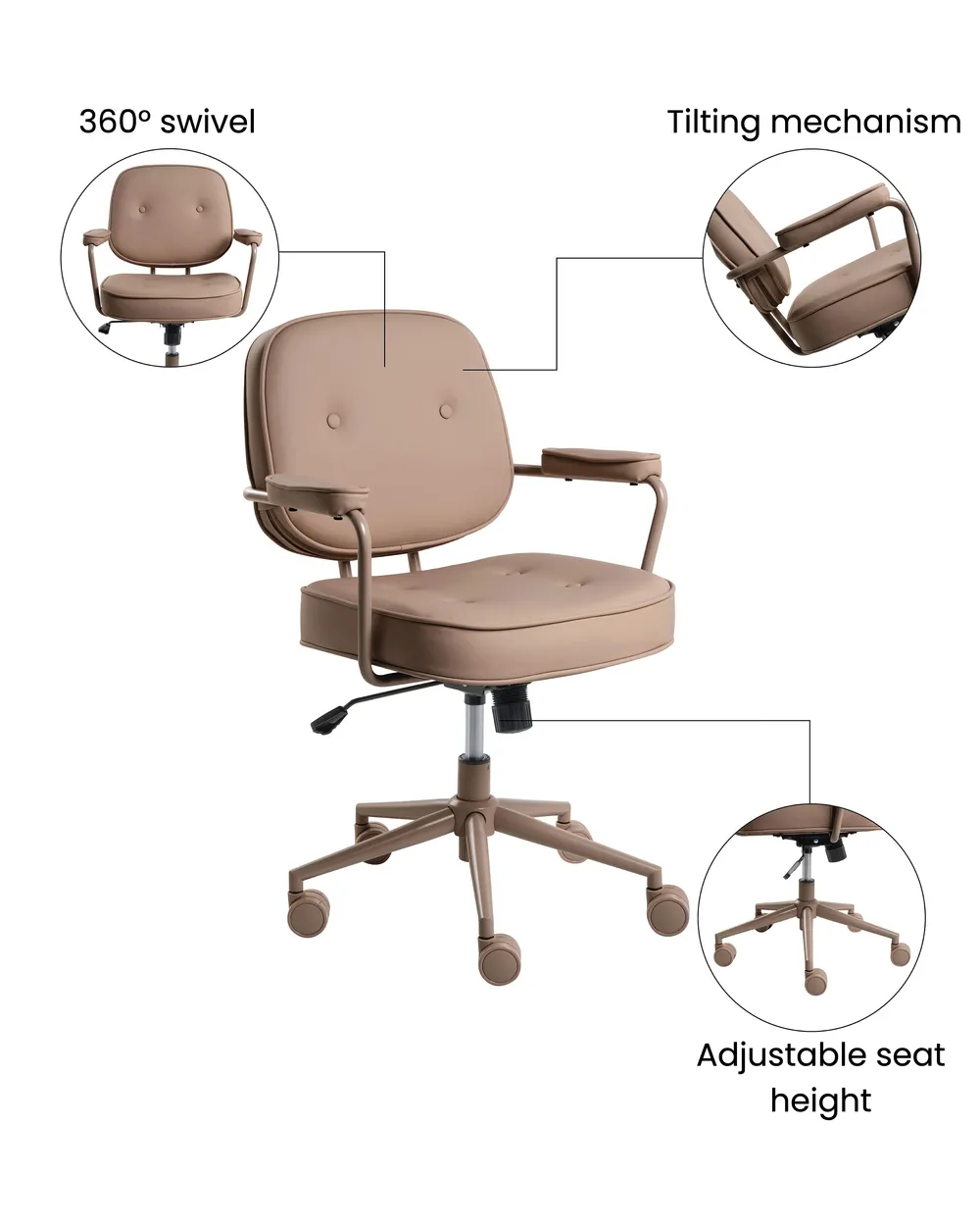 Desk Chair PARAMUS Faux Leather Light Brown_1072301