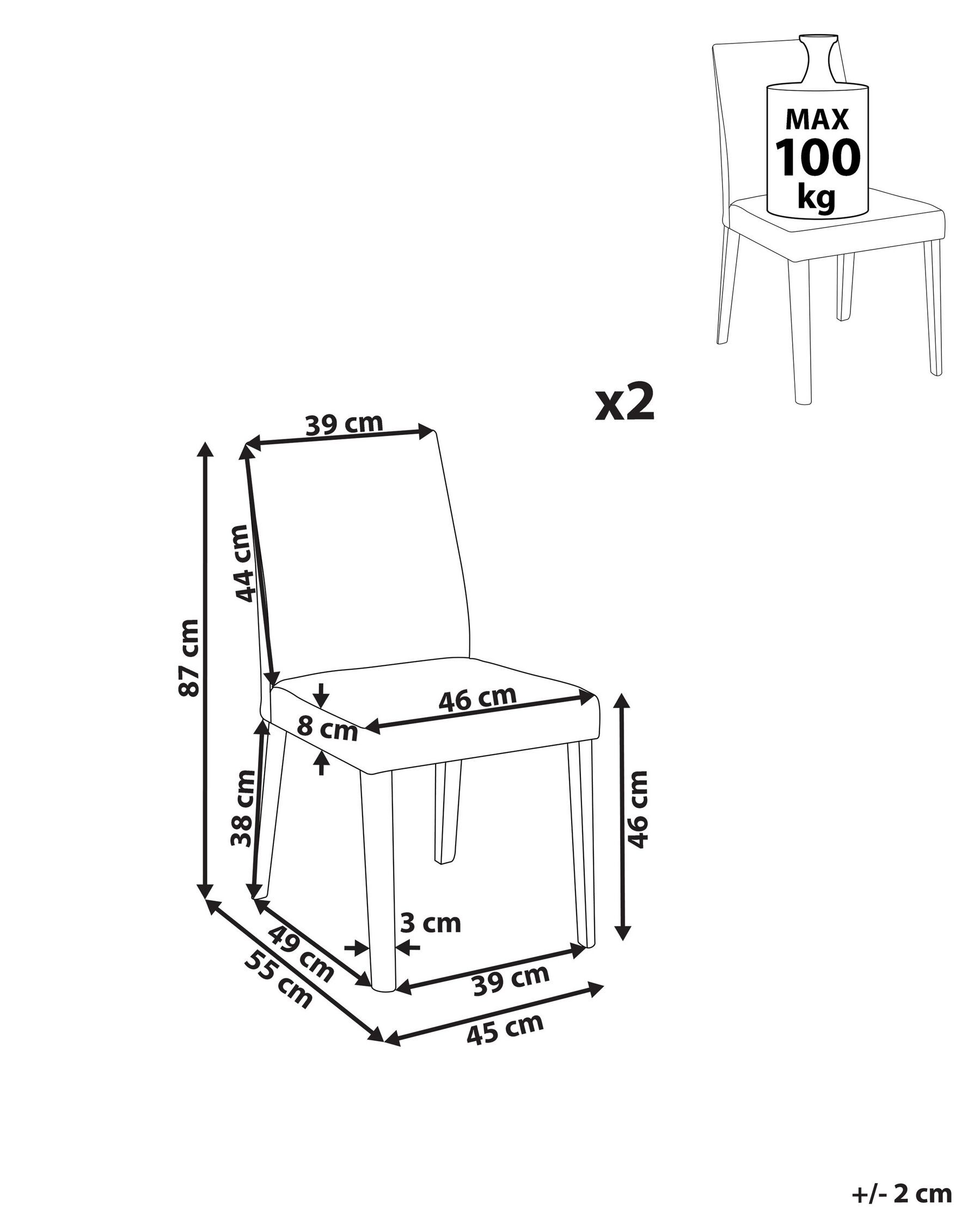 Set of 2 Dining Chairs PHOLA Grey_832125