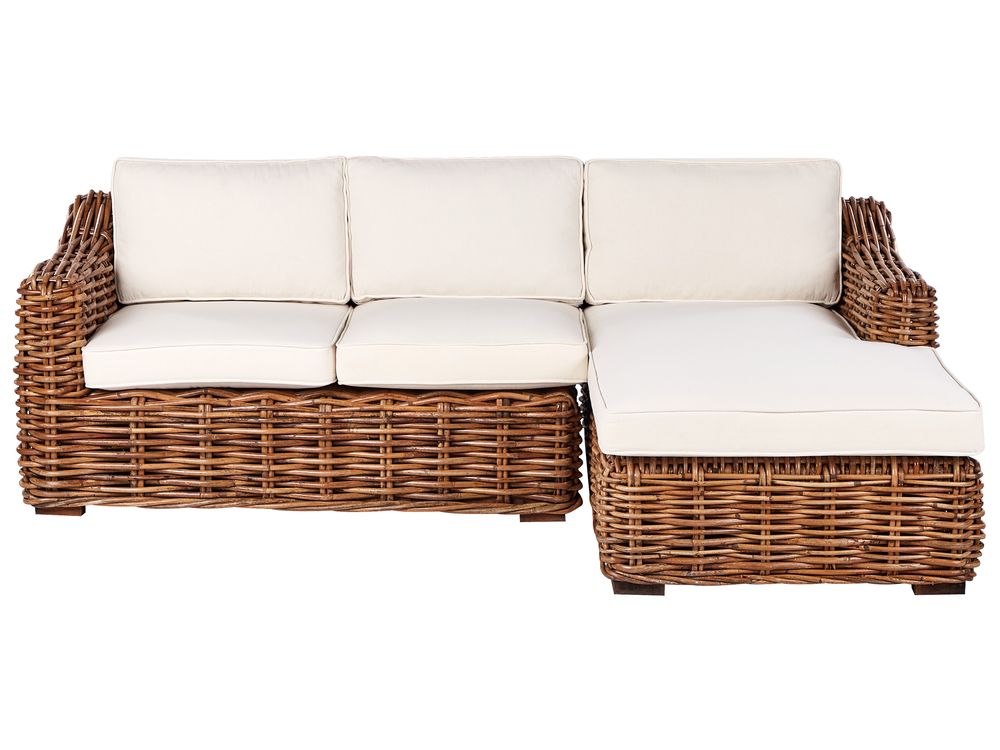 Garden Corner Sofa 3 Seater BRIATICO Rattan Natural Left Hand