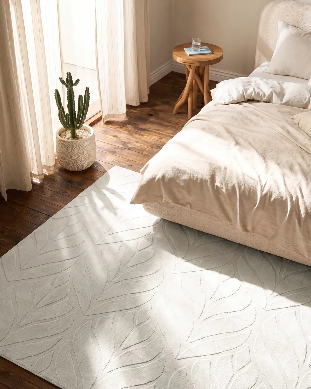 Faux Fur Rug MITCHELL Off-White 160 x 160 cm
