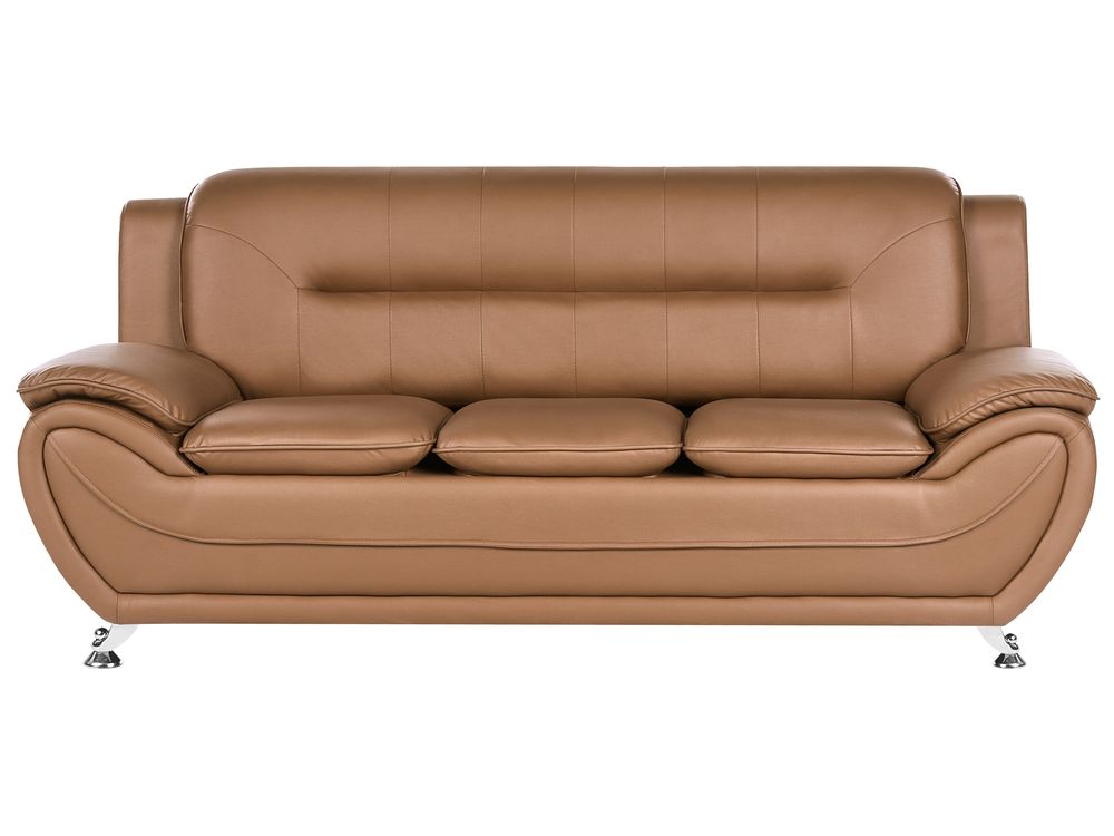 Sofa 3-seter LEIRA Kunstskinn Gullbrun