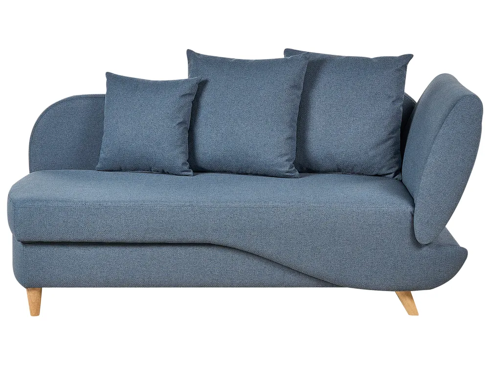 Right-Hand Chaise Longue MERI with Storage Faux Linen Dark Blue