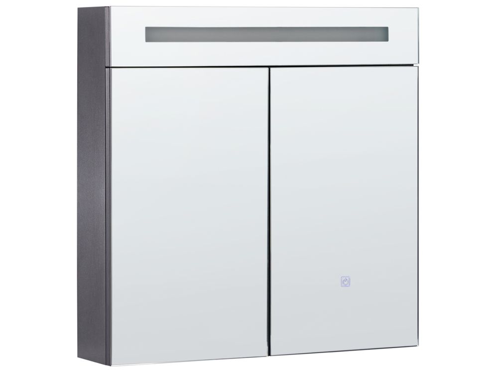 Bathroom Wall Mounted Mirror Cabinet LED JARAMILLO 60 cm x 60 cm Black