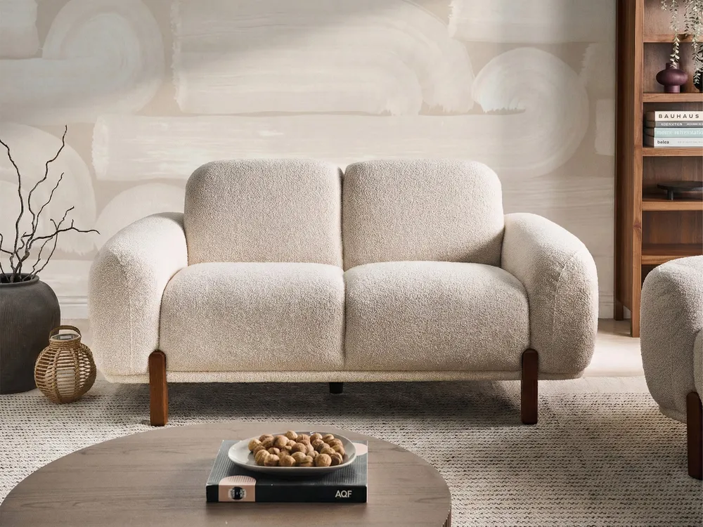 Sofa 2 Seater ODNES Boucle White