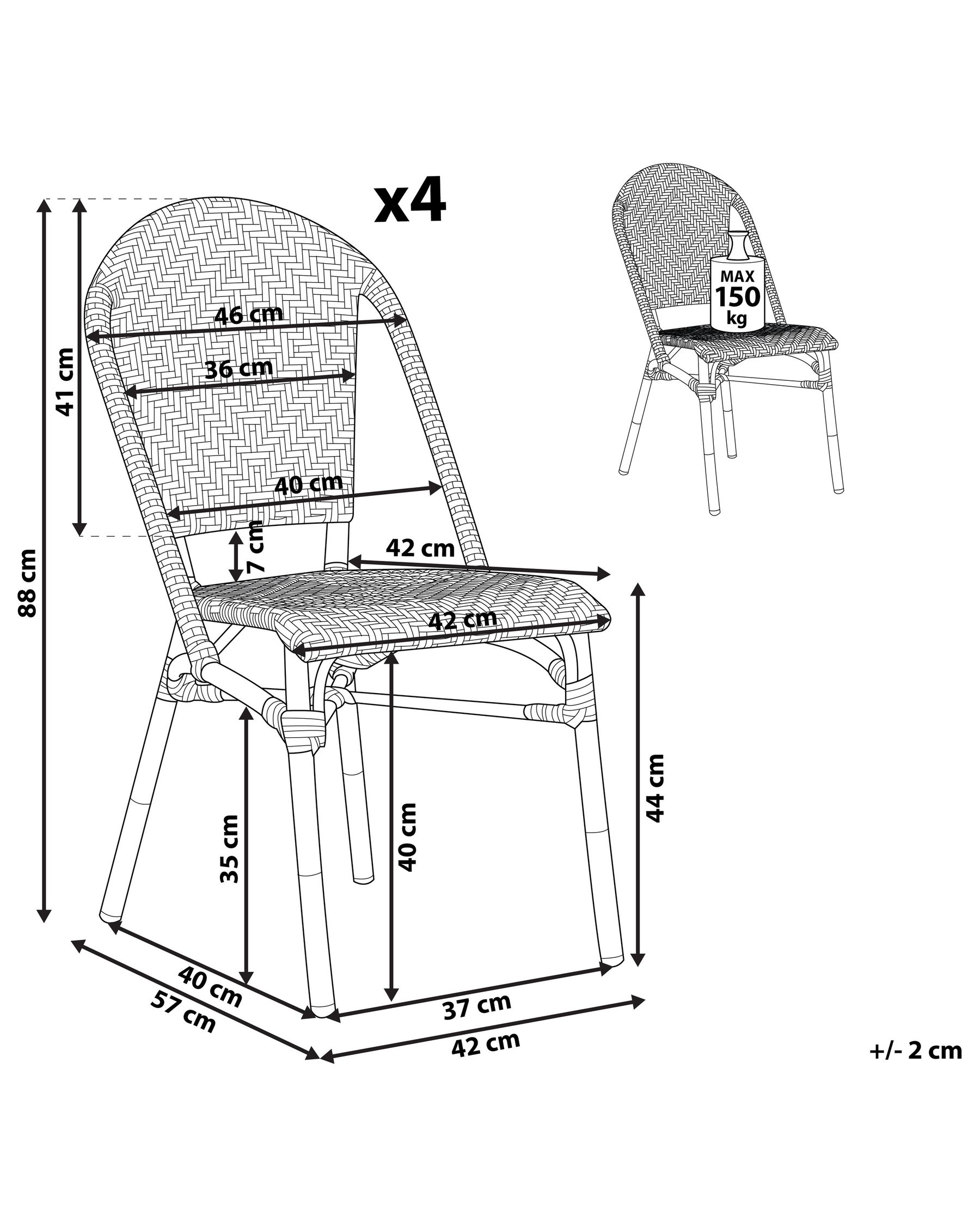 Set of 4 Garden Chairs RIFREDDO PE Rattan Black/ White_798742