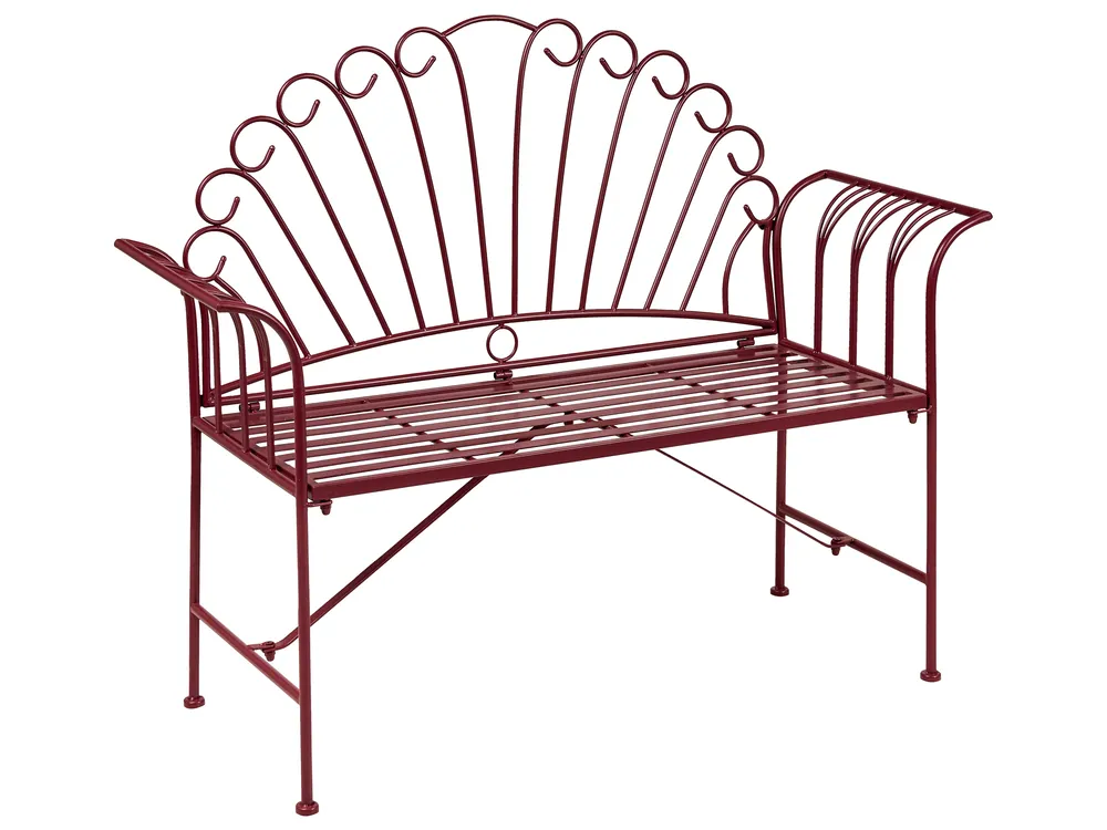 Garden Bench CAVINIA 125 cm Metal Burgundy_1016301