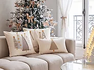 Koristetyynysetti 3 kpl NOLIA 30 x 50 cm 45 x 45 cm Puuvilla Valkoinen Joulukuvio_1164641