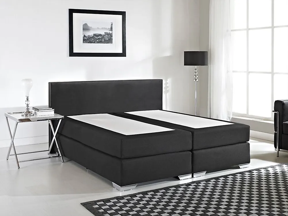 Divan Bed Faux Leather PRESIDENT 180 x 200 cm (EU Super King) Black_1187241