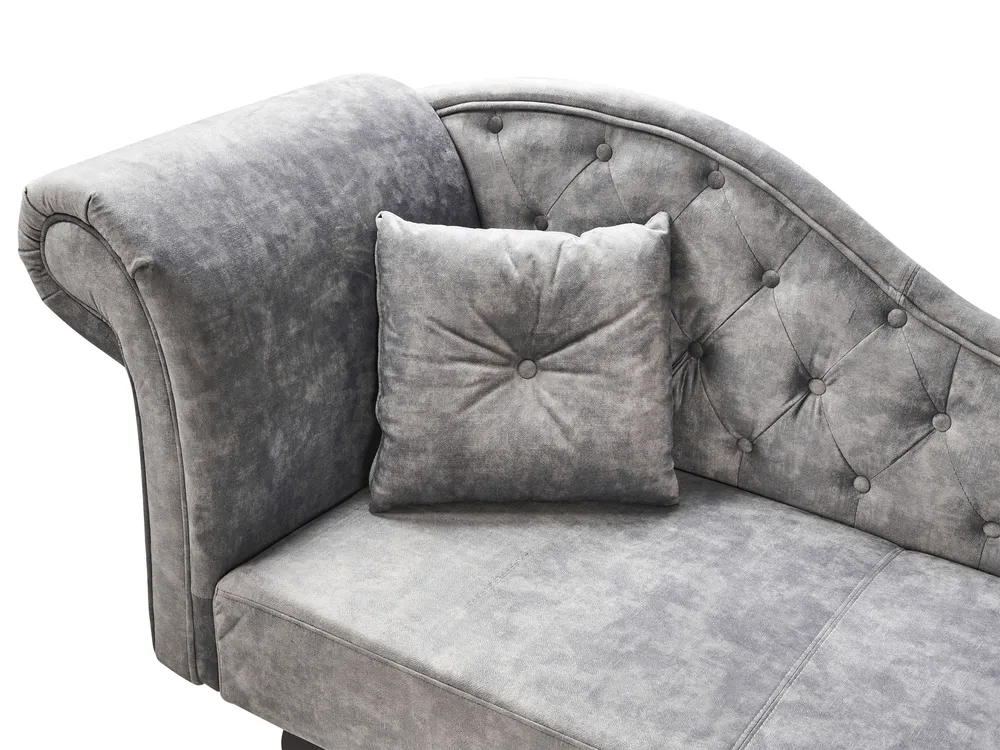 Left-Hand Chaise Longue LATTES II Velvet Grey_1037786