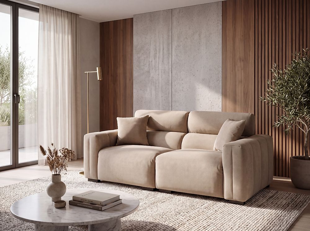 Sofa 3 Seater FAUSKAN Fabric Brown