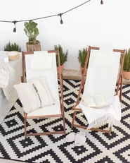 Folding Deck Chair AVELLINO Acacia Wood Off-White_802754