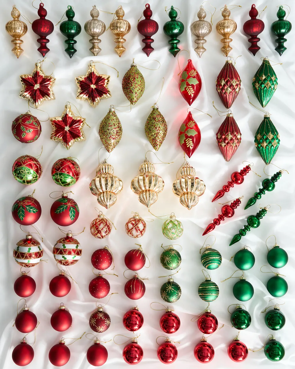 Set of 70 Baubles TWINKLE Glass Red/ Green