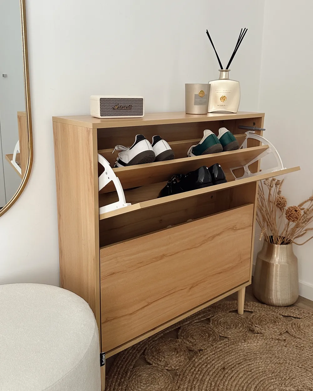 Shoe Storage Cabinet NORRIS Light Brown_1022443