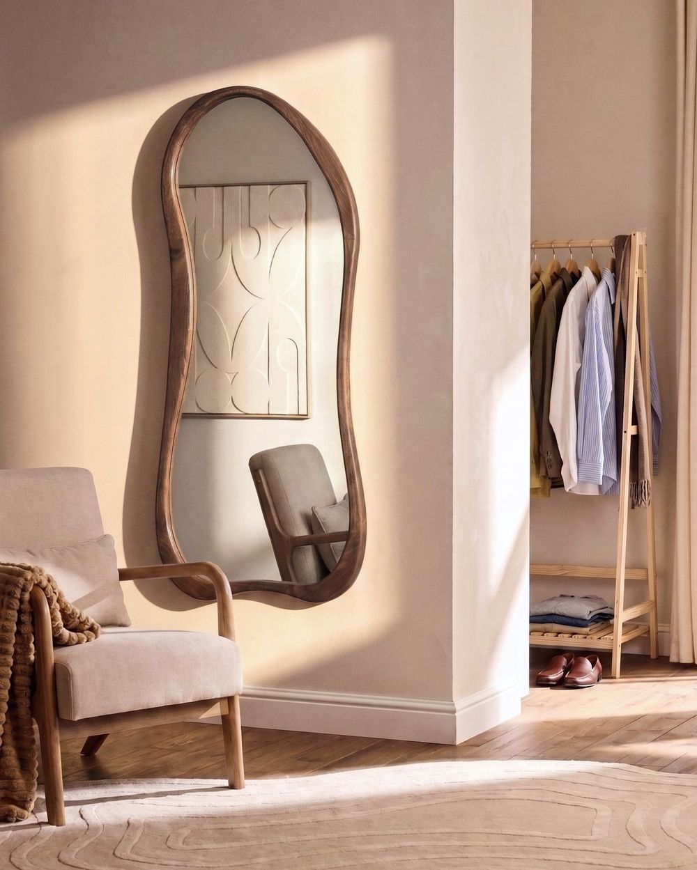 Wall Mirror ASPET 85 cm 180 cm Paulownia Wood Brown